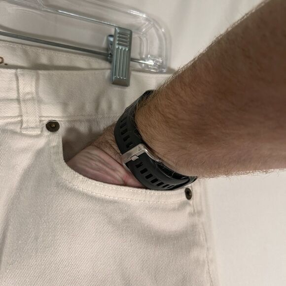 Lauren Jeans Co Ralph Lauren Pants Women 12 White Denim Pockets Classic Straight - Picture 4 of 10